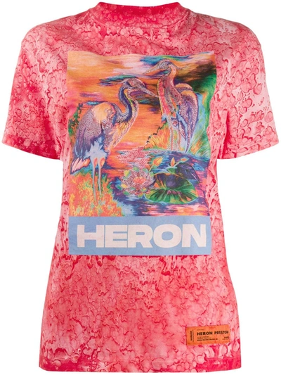 Heron Preston Heron Birds Print T-shirt In Fuchsia Multicolor