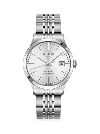 Longines Record 38mm Stainless Steel Automatic Bracelet Watch In White