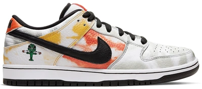 Pre-owned Nike  Sb Dunk Low Raygun Tie-dye White In White/black-orange Flash