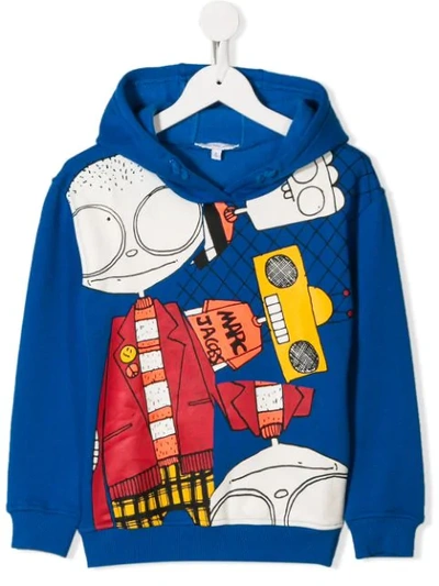 Little Marc Jacobs Teen Cartoon Print Hoodie In Blue