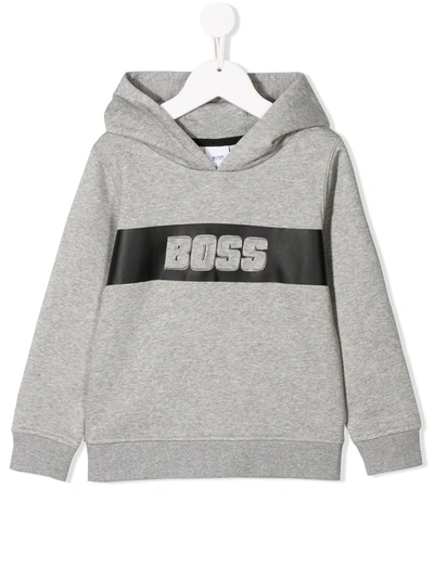 Hugo Boss Kids Hoodie For Boys In Grey
