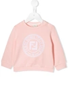 Fendi Babies' Logo Print Cotton Sweatshirt In Pink