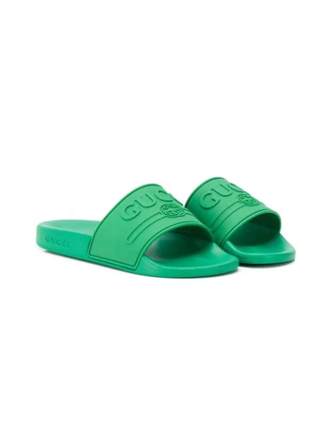 gucci flip flops green