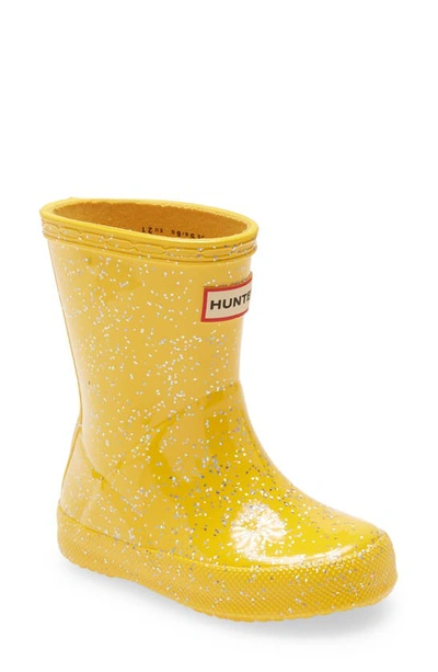 Hunter Kids' First Classic Giant Glitter Waterproof Rain Boot In Helios