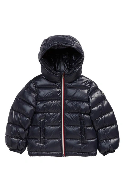 Moncler Babies' Quilted Padded Down Hooded Coat In Navy
