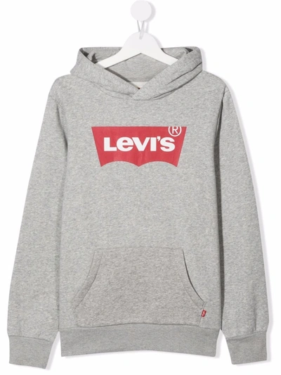 Levi's Kids' Logo-print Cotton-blend Hoodie In Grey