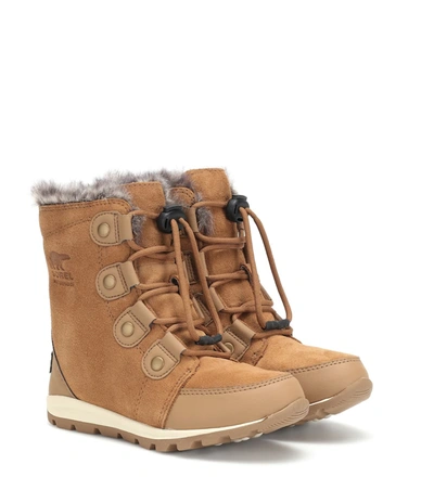 Sorel Kids' Whitney Suede Ankle Boots In Brown