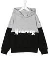 Moncler Teen Two-tone Logo-print Hoodie In Grey