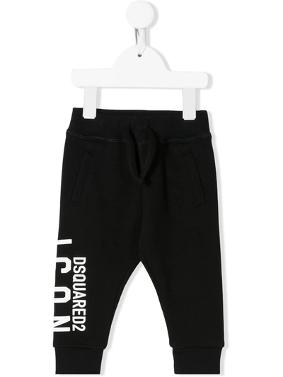 Dsquared2 Babies' Icon Tapered Cotton Track Pants In Black