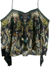 Camilla Maternal Instinct Off-the-shoulder Silk Blouse