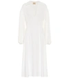 Khaite Farrely V-neck Crepe Midi Dress In White