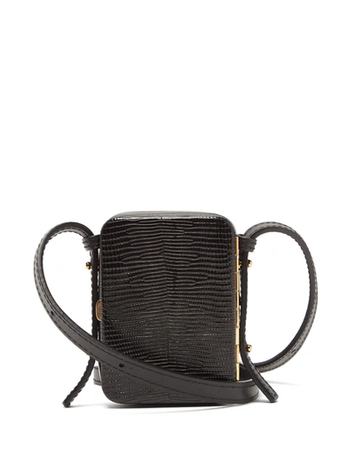 Lutz Morris Norman Mini Lizard-effect Leather Bag In Black Lizard