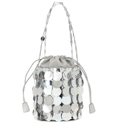 Paco Rabanne Sparkle 1966 Small Sequinned Bucket Bag In Silver