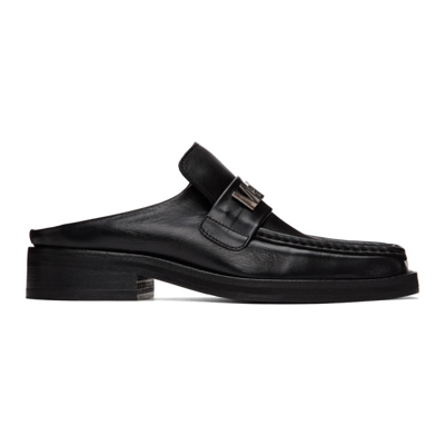 Martine Rose Curb-chain Square-toe Leather Backless Loafer In Black