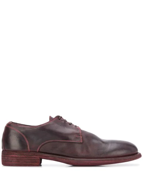 Guidi Bison Grained-leather Derby Shoes In Purple | ModeSens