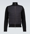 Moncler Maglione Quilted Down And Cotton-blend Cardigan In Black