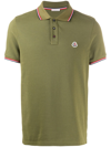 Moncler Striped Trim Polo Shirt In Green