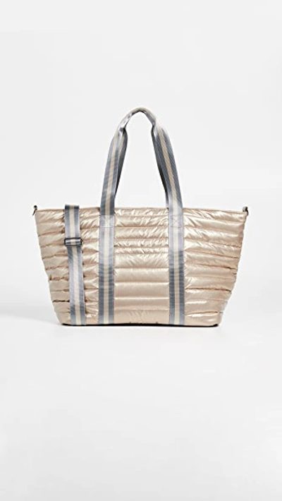 Think Royln Junior Wingman Pearlized Quilted Tote In Pearl Gold