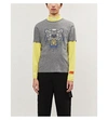 Kenzo Logo-embroidered Cotton-jersey T-shirt In Grey
