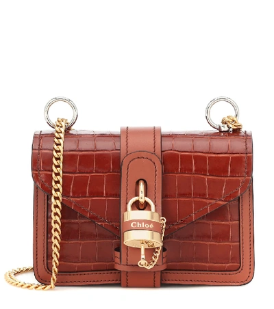 Chloé Aby Chain Mini Leather Shoulder Bag In Brown