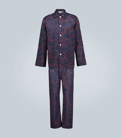 Derek Rose Ledbury Printed Cotton Pajama Set In Blue
