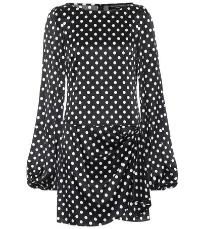 Caroline Constas Leonie Wrap-effect Polka-dot Stretch-silk Satin Mini Dress In Black