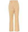 Acne Studios Cropped Pinstriped Grain De Poudre Wool Flared Pants In Yellow