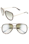 Quay Women's All In Mini Brow Bar Aviator Sunglasses, 59mm In Milky Camo/ Green Fade