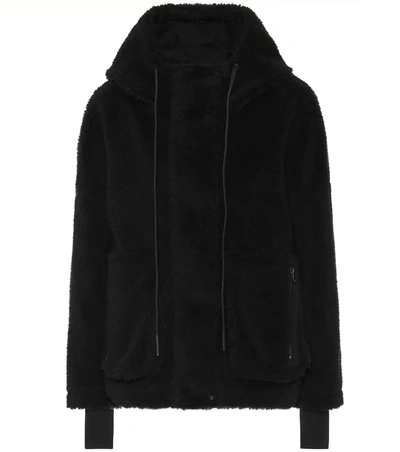 Varley Montalvo Hooded Faux Shearling Jacket In Black