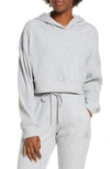 Alo Yoga Muse Cropped Ribbed Fleece Hoodie In Athletic Heather Grey