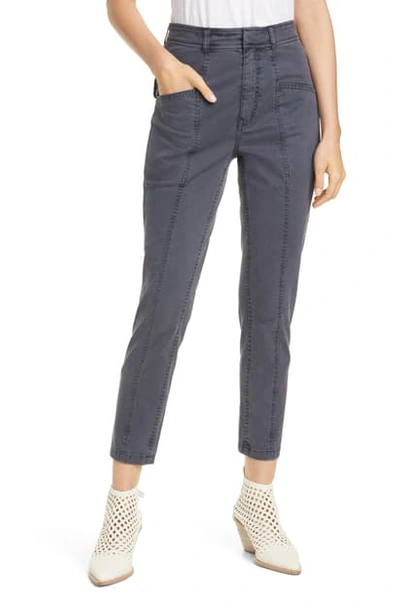 Rebecca Taylor Crop Stretch Twill Pants In Washed Black