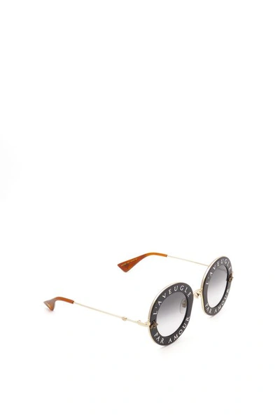 Gucci Gg0113s Sunglasses In Black Gold Grey