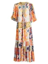 Carolina K Natalic Print Open-front Dress In Terracotta Tile Multi