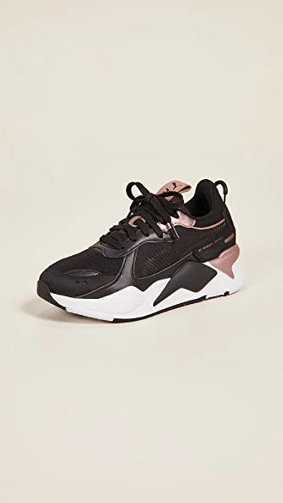 Puma Women's Rs-x Trophy Low-top Sneakers In Black/ Rose Gold