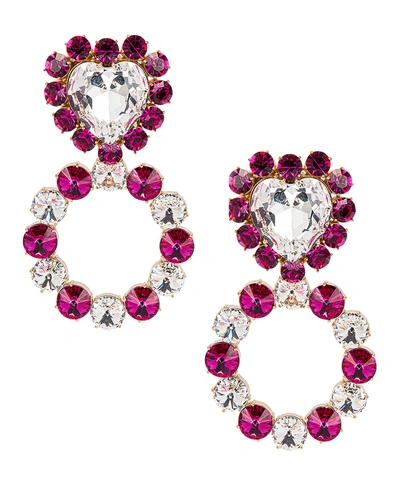 Ninon Queen Of Hearts Crystal Earrings In Fuchsia
