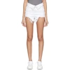 Alexander Wang Bite Flip Fold-over Embroidered Distressed Denim Shorts In White