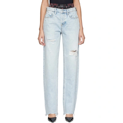 Alexander Wang Layered Distressed High-rise Straight-leg Jeans In 921 Pebble
