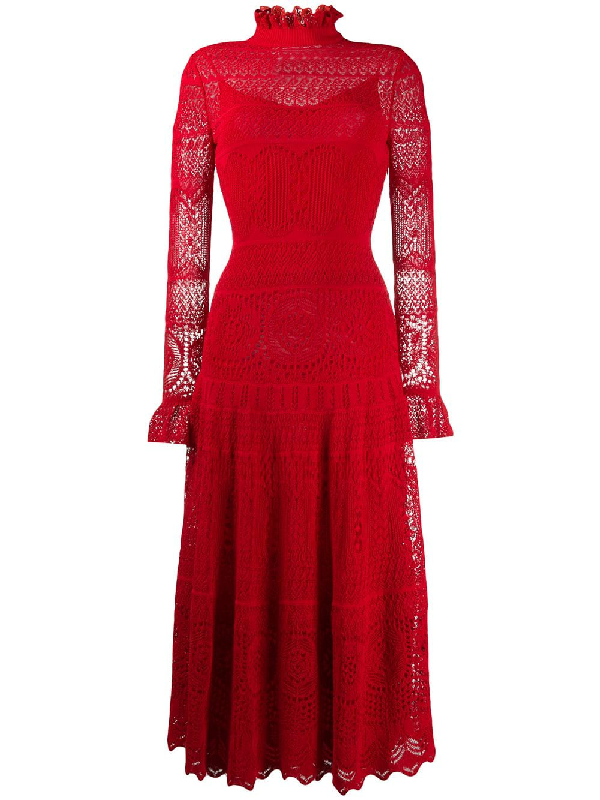 Alexander Mcqueen Ruffled Crocheted Cotton-blend Lace Maxi Dress In Red ...