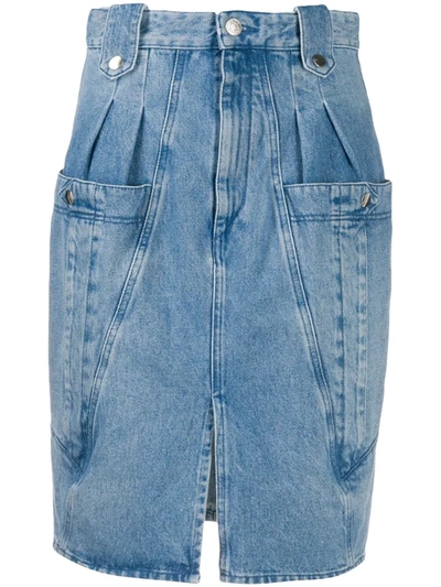 Isabel Marant Kalosia Panelled Denim Midi Skirt In Light Blue