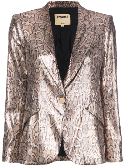 L Agence Chamberlain Sequin Snake Print Blazer In Multi