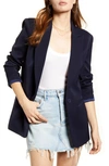 Endless Rose Tailored Single Button Blazer In Navy