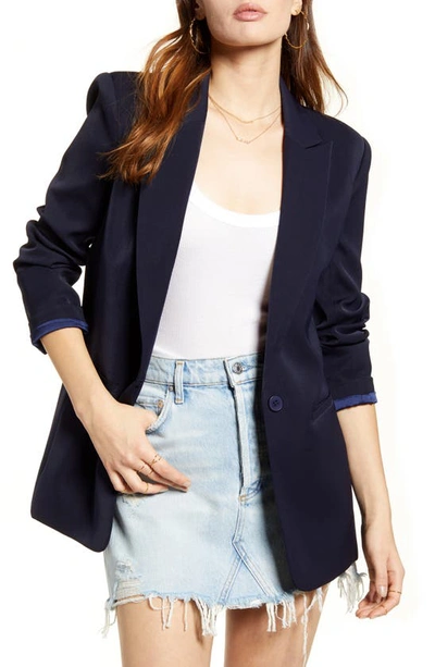 Endless Rose Tailored Single Button Blazer In Navy