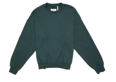 Pre-owned Fear Of God  Essentials Graphic Pullover Crew Neck Sweatshirt Green
