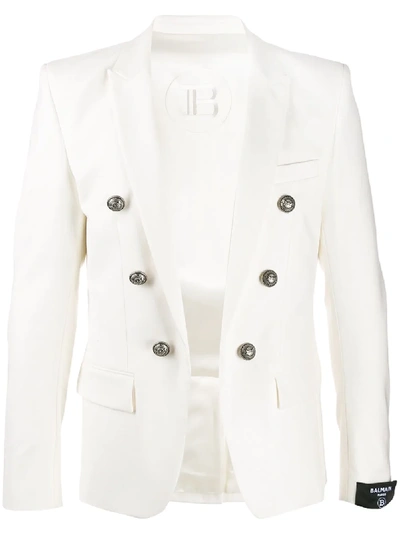 Balmain Double-breasted Blazer In White