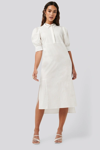 Na-kd Puff Sleeve Panel Dress White