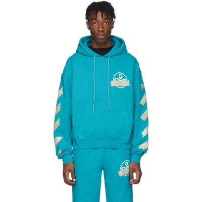 Off-white Tape Arrows Over Sweater In Petrol Blue