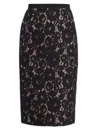 N°21 N° 21 Skirt N &amp;deg; 21 Pencil Skirt In Macram&amp;eacute; In Black
