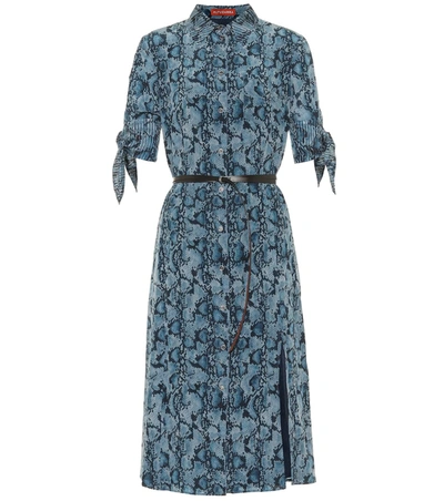 Altuzarra Narcissa Python-print Silk-crepe Dress In Blue