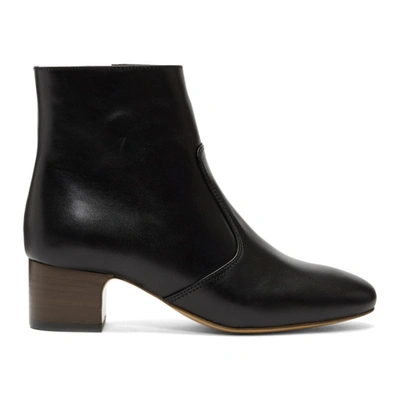 A.p.c. Joey Leather Ankle Boots In Lzz Noir