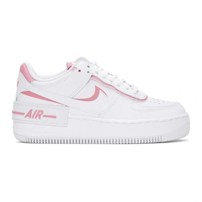 Nike White & Pink Air Force 1 Shadow Trainers | ModeSens